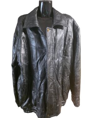 Mens Maxam Brand Mosiac Pattern VTG Genuine Leather Jacket XL